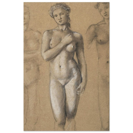 Female Nude Three Studies by Sir Edward Burne - Jones | Vintage wall art print - Aluminum Print - 50x75 cm / 20x30″ - 