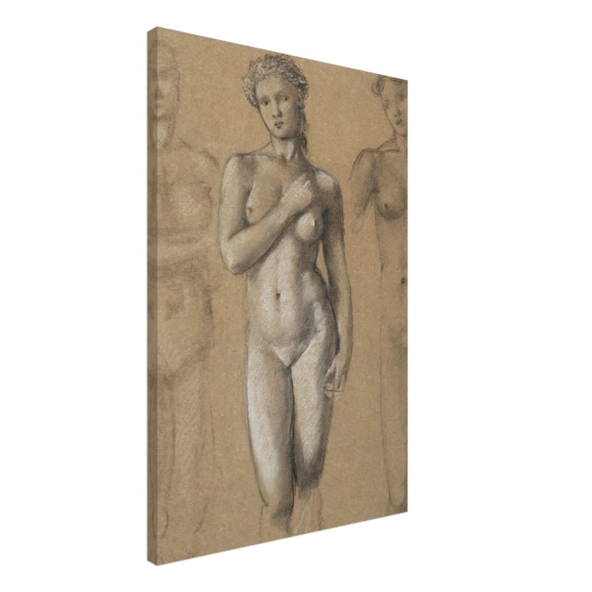 Female Nude Three Studies by Sir Edward Burne - Jones | Vintage wall art print - Canvas - 50x75 cm / 20x30″ - 
