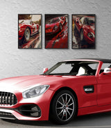 Ferrari Legends | Trio Canvas & Framed Canvas Set 🏎️🔥| Luxury Garage Decor - Framed Canvas - 30X45 CM / 12X18″ - Black frame