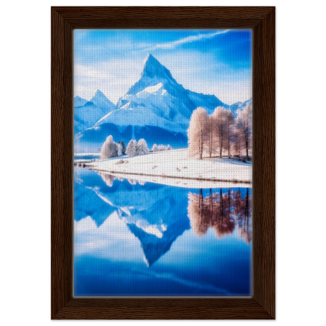 frozen reflections of majesty snowy mountain landscape wall art print30x45 cm / 12x18″Wood Prints