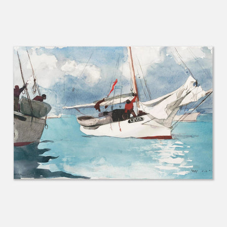 "Fishing Boats, Key West" – Nautical Wall Art Print by Winslow Homer - Aluminum Print - 50x75 cm / 20x30″ - 