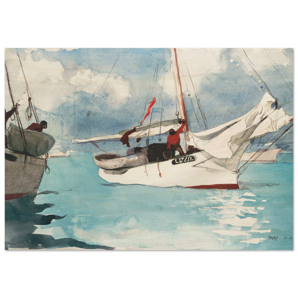 "Fishing Boats, Key West" – Nautical Wall Art Print by Winslow Homer - Wood Prints - 70x100 cm / 28x40″ - 