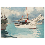 "Fishing Boats, Key West" – Nautical Wall Art Print by Winslow Homer - Wood Prints - 70x100 cm / 28x40″ - 