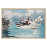"Fishing Boats, Key West" – Nautical Wall Art Print by Winslow Homer - Framed Canvas - 50x75 cm / 20x30″ - Wood frame