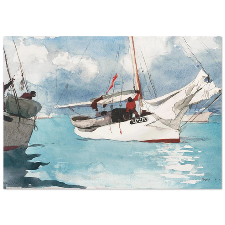 "Fishing Boats, Key West" – Nautical Wall Art Print by Winslow Homer - Fine Art Poster - 70x100 cm / 28x40″ - 