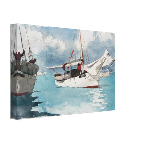 "Fishing Boats, Key West" – Nautical Wall Art Print by Winslow Homer - Canvas - 20x30 cm / 8x12″ - 