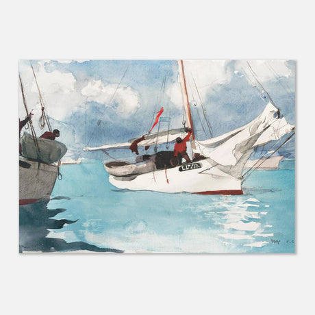 "Fishing Boats, Key West" – Nautical Wall Art Print by Winslow Homer - Aluminum Print - 70x100 cm / 28x40″ - 