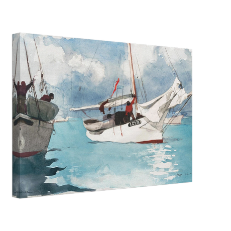 "Fishing Boats, Key West" – Nautical Wall Art Print by Winslow Homer - Canvas - 30x45 cm / 12x18″ - 