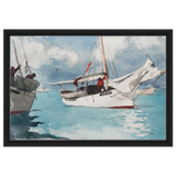 "Fishing Boats, Key West" – Nautical Wall Art Print by Winslow Homer - Framed Canvas - 40x60 cm / 16x24″ - Black frame