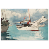 "Fishing Boats, Key West" – Nautical Wall Art Print by Winslow Homer - Wood Prints - 50x75 cm / 20x30″ - 