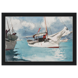 "Fishing Boats, Key West" – Nautical Wall Art Print by Winslow Homer - Framed Canvas - 30x45 cm / 12x18″ - Black frame