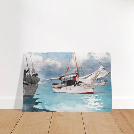 "Fishing Boats, Key West" – Nautical Wall Art Print by Winslow Homer - Brushed Aluminum Print - 60x90 cm / 24x36″ - 
