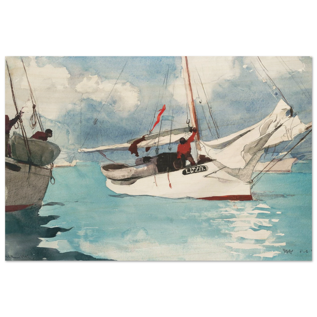 "Fishing Boats, Key West" – Nautical Wall Art Print by Winslow Homer - Wood Prints - 20x30 cm / 8x12″ - 