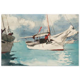 "Fishing Boats, Key West" – Nautical Wall Art Print by Winslow Homer - Wood Prints - 20x30 cm / 8x12″ - 