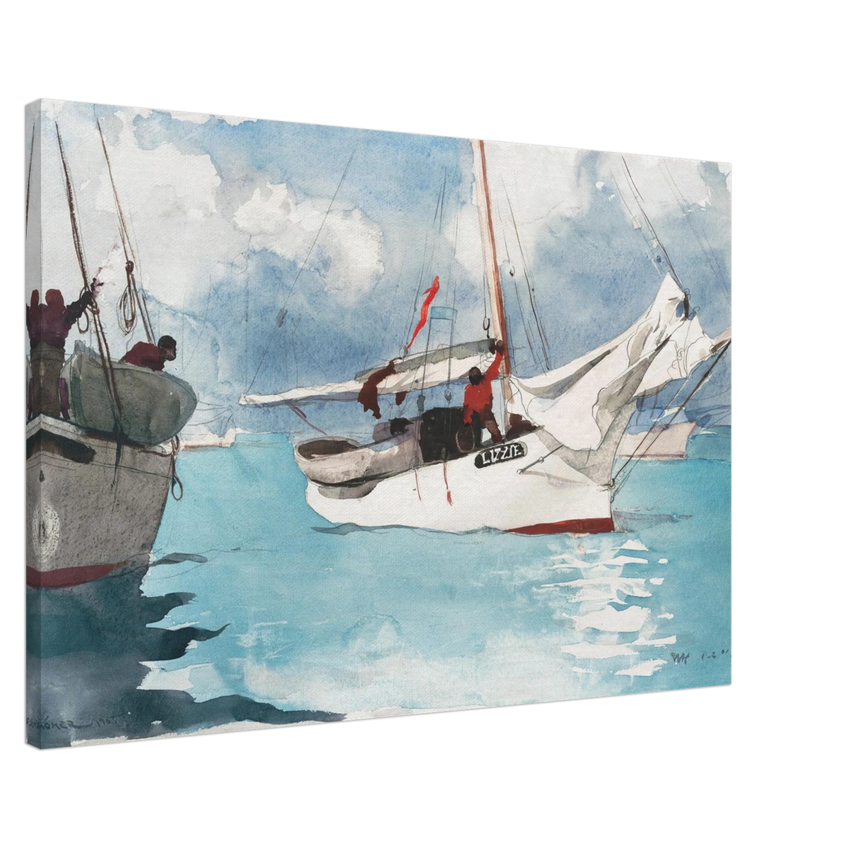 "Fishing Boats, Key West" – Nautical Wall Art Print by Winslow Homer - Canvas - 60x90 cm / 24x36″ - 