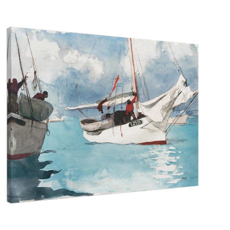 "Fishing Boats, Key West" – Nautical Wall Art Print by Winslow Homer - Canvas - 60x90 cm / 24x36″ - 