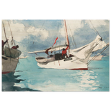 "Fishing Boats, Key West" – Nautical Wall Art Print by Winslow Homer - Wood Prints - 30x45 cm / 12x18″ - 