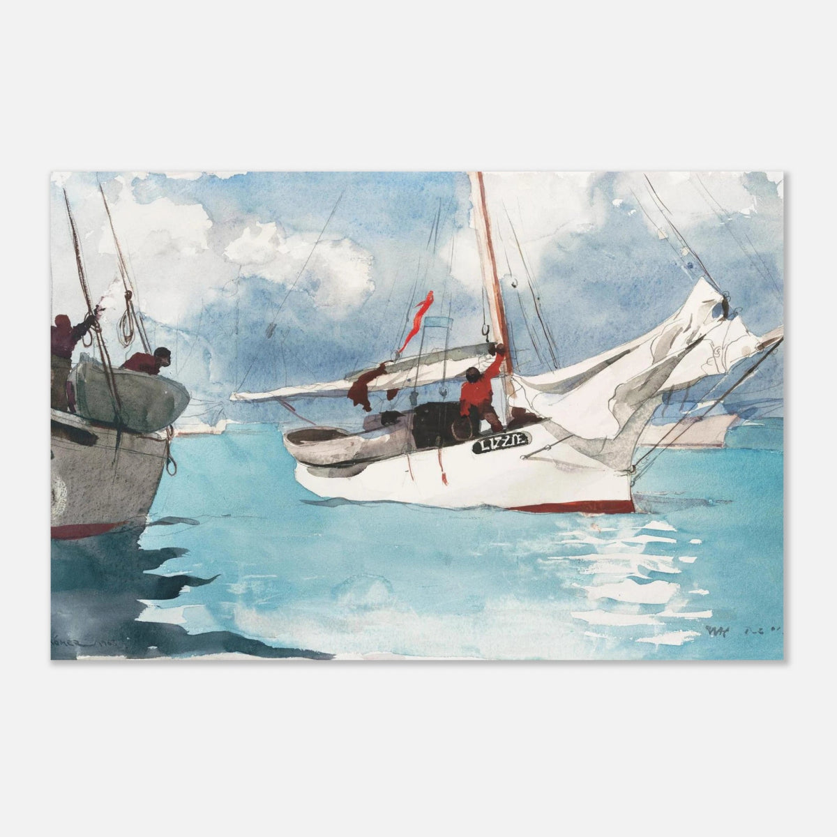 "Fishing Boats, Key West" – Nautical Wall Art Print by Winslow Homer - Aluminum Print - 20x30 cm / 8x12″ - 
