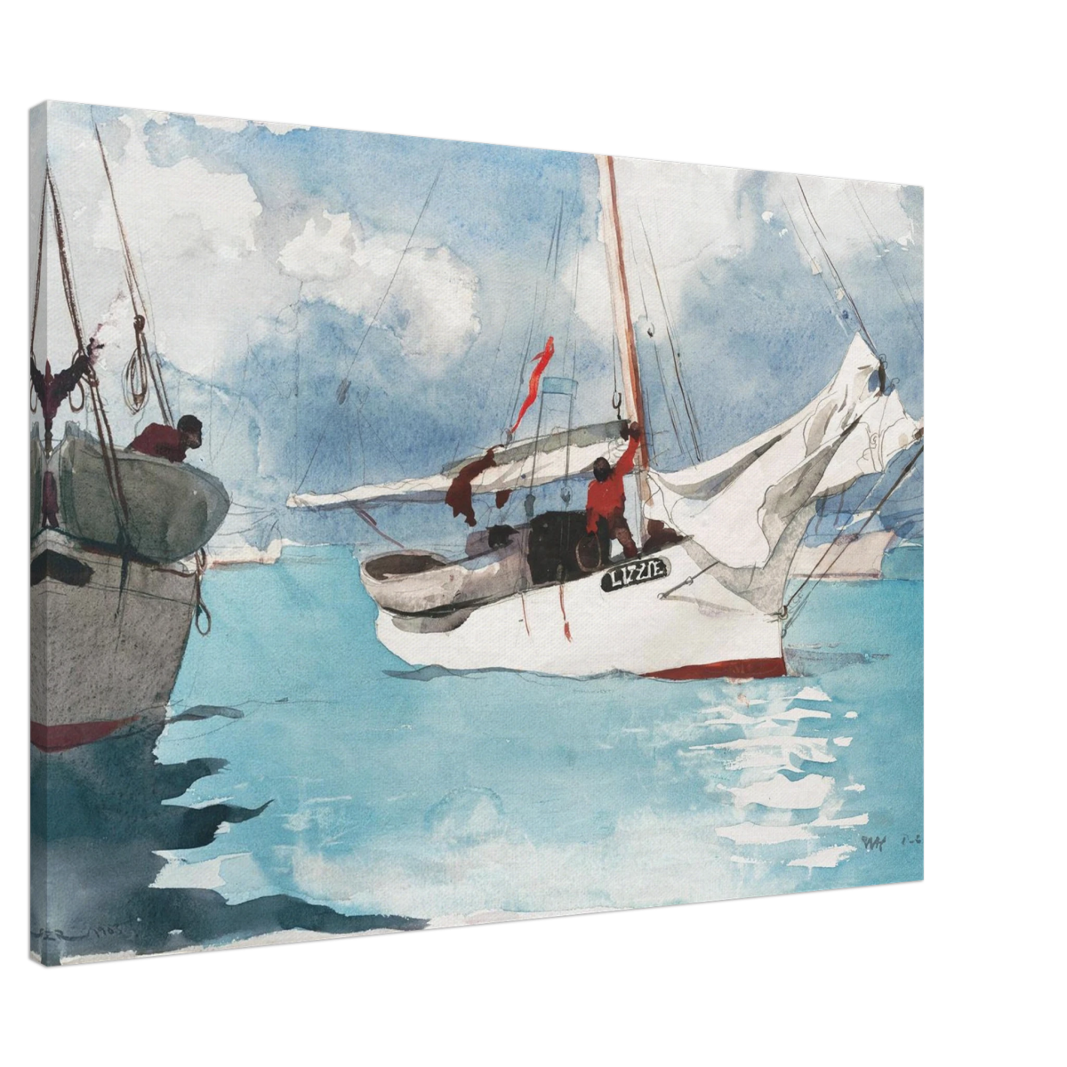 "Fishing Boats, Key West" – Nautical Wall Art Print by Winslow Homer - Canvas - 70x100 cm / 28x40″ - 