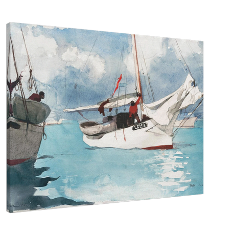 "Fishing Boats, Key West" – Nautical Wall Art Print by Winslow Homer - Canvas - 70x100 cm / 28x40″ - 
