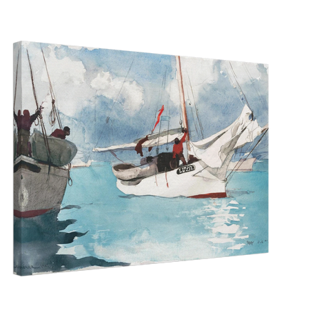 "Fishing Boats, Key West" – Nautical Wall Art Print by Winslow Homer - Canvas - 40x60 cm / 16x24″ - 