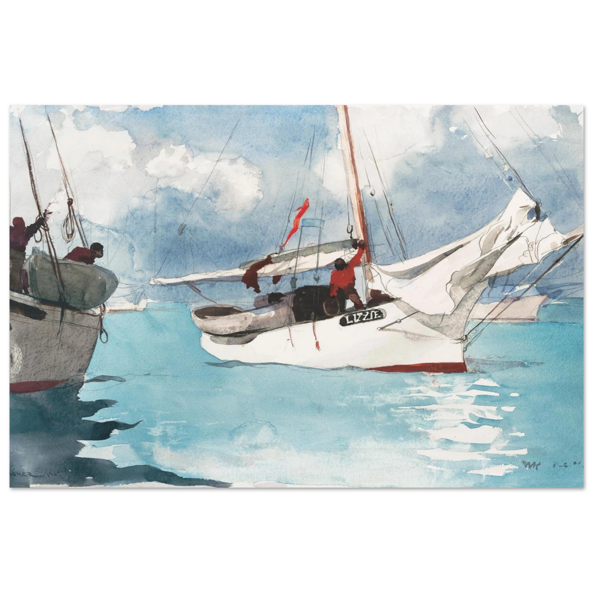 "Fishing Boats, Key West" – Nautical Wall Art Print by Winslow Homer - Fine Art Poster - 30x45 cm / 12x18″ - 