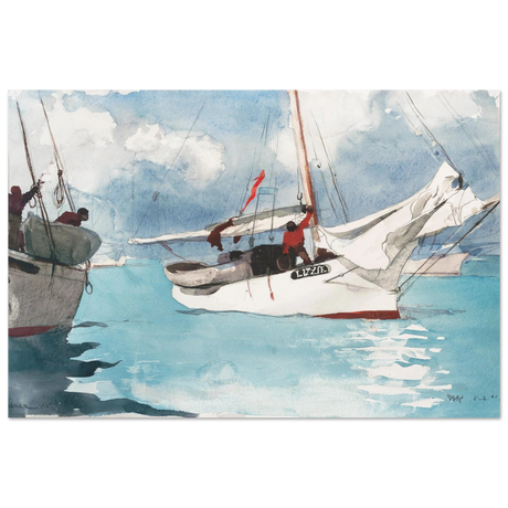 "Fishing Boats, Key West" – Nautical Wall Art Print by Winslow Homer - Fine Art Poster - 30x45 cm / 12x18″ - 