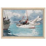 "Fishing Boats, Key West" – Nautical Wall Art Print by Winslow Homer - Framed Canvas - 30x45 cm / 12x18″ - Wood frame