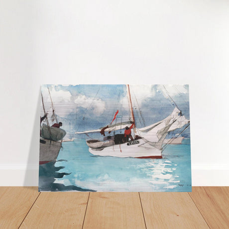 "Fishing Boats, Key West" – Nautical Wall Art Print by Winslow Homer - Brushed Aluminum Print - 70x100 cm / 28x40″ - 