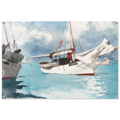 "Fishing Boats, Key West" – Nautical Wall Art Print by Winslow Homer - Acrylic Print - 60x90 cm / 24x36″ - 