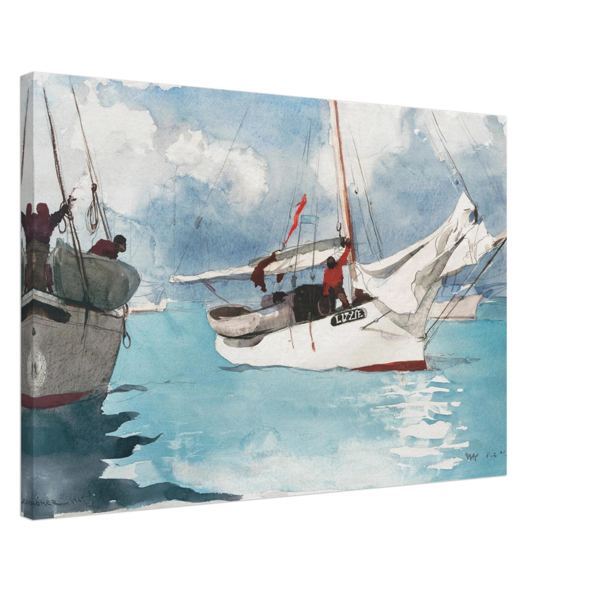 "Fishing Boats, Key West" – Nautical Wall Art Print by Winslow Homer - Canvas - 50x75 cm / 20x30″ - 