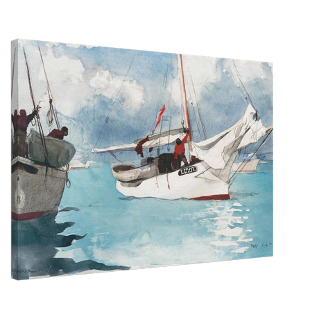 "Fishing Boats, Key West" – Nautical Wall Art Print by Winslow Homer - Canvas - 50x75 cm / 20x30″ - 