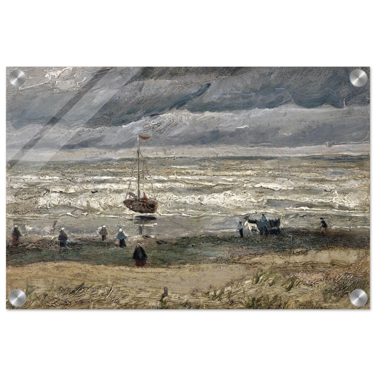 Fishing Boats on the Beach at Scheveningen – Vincent van Gogh Nautical Wall Art Print - Acrylic Print - 30x45 cm / 12x18″ - 