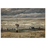 Fishing Boats on the Beach at Scheveningen – Vincent van Gogh Nautical Wall Art Print - Wood Prints - 60x90 cm / 24x36″ - 