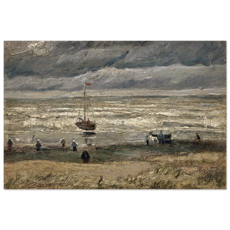 Fishing Boats on the Beach at Scheveningen – Vincent van Gogh Nautical Wall Art Print - Wood Prints - 60x90 cm / 24x36″ - 