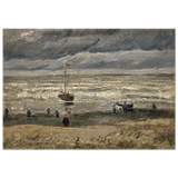 Fishing Boats on the Beach at Scheveningen – Vincent van Gogh Nautical Wall Art Print - Wood Prints - 70x100 cm / 28x40″ - 