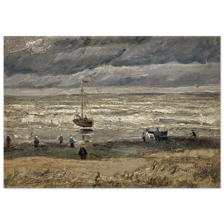 Fishing Boats on the Beach at Scheveningen – Vincent van Gogh Nautical Wall Art Print - Wood Prints - 70x100 cm / 28x40″ - 
