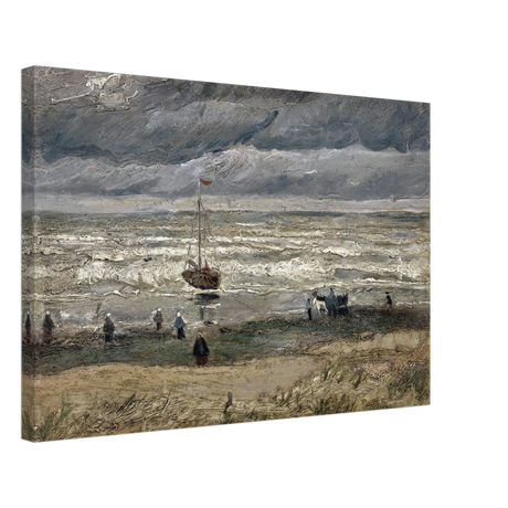 Fishing Boats on the Beach at Scheveningen – Vincent van Gogh Nautical Wall Art Print - Canvas - 40x60 cm / 16x24″ - 