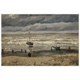 Fishing Boats on the Beach at Scheveningen – Vincent van Gogh Nautical Wall Art Print - Wood Prints - 20x30 cm / 8x12″ - 