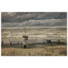 Fishing Boats on the Beach at Scheveningen – Vincent van Gogh Nautical Wall Art Print - Wood Prints - 20x30 cm / 8x12″ - 