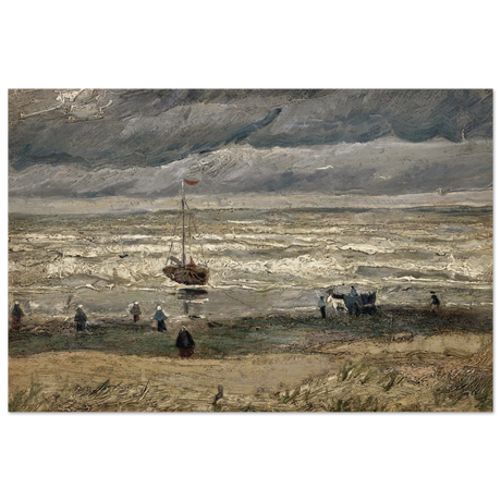 Fishing Boats on the Beach at Scheveningen – Vincent van Gogh Nautical Wall Art Print - Wood Prints - 20x30 cm / 8x12″ - 