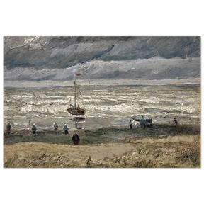 Fishing Boats on the Beach at Scheveningen – Vincent van Gogh Nautical Wall Art Print - Fine Art Poster - 40x60 cm / 16x24″ - 
