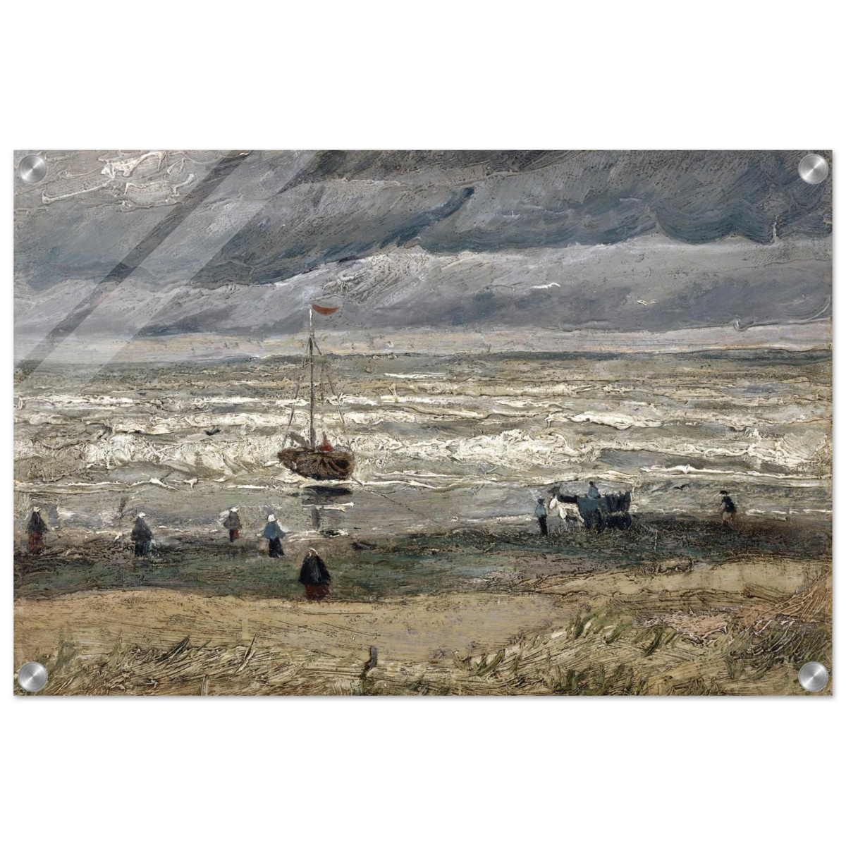 Fishing Boats on the Beach at Scheveningen – Vincent van Gogh Nautical Wall Art Print - Acrylic Print - 40x60 cm / 16x24″ - 