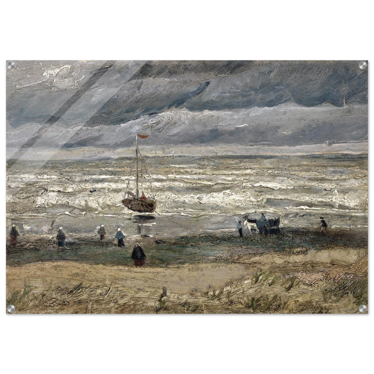 Fishing Boats on the Beach at Scheveningen – Vincent van Gogh Nautical Wall Art Print - Acrylic Print - 70x100 cm / 28x40″ - 