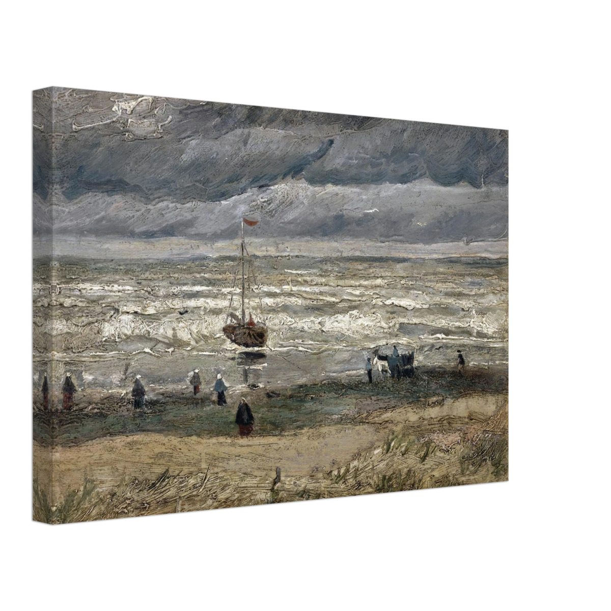 Fishing Boats on the Beach at Scheveningen – Vincent van Gogh Nautical Wall Art Print - Canvas - 30x45 cm / 12x18″ - 