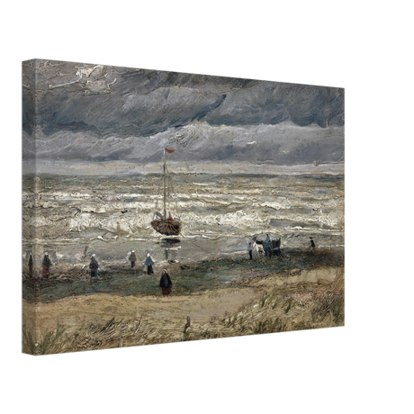 Fishing Boats on the Beach at Scheveningen – Vincent van Gogh Nautical Wall Art Print - Canvas - 30x45 cm / 12x18″ - 