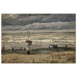 Fishing Boats on the Beach at Scheveningen – Vincent van Gogh Nautical Wall Art Print - Wood Prints - 40x60 cm / 16x24″ - 