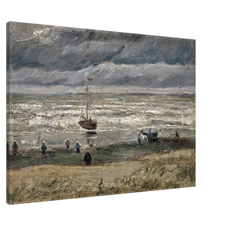 Fishing Boats on the Beach at Scheveningen – Vincent van Gogh Nautical Wall Art Print - Canvas - 70x100 cm / 28x40″ - 
