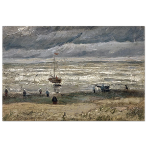 Fishing Boats on the Beach at Scheveningen – Vincent van Gogh Nautical Wall Art Print - Fine Art Poster - 30x45 cm / 12x18″ - 