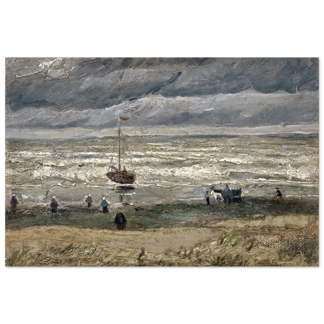 Fishing Boats on the Beach at Scheveningen – Vincent van Gogh Nautical Wall Art Print - Fine Art Poster - 30x45 cm / 12x18″ - 